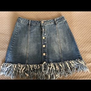 Black label fringe bottom Jean skirt size L